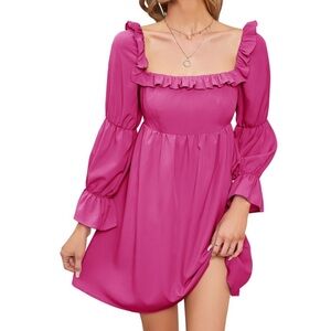 Exlura Women’s Dress Square Neck Long Sleeve Size L